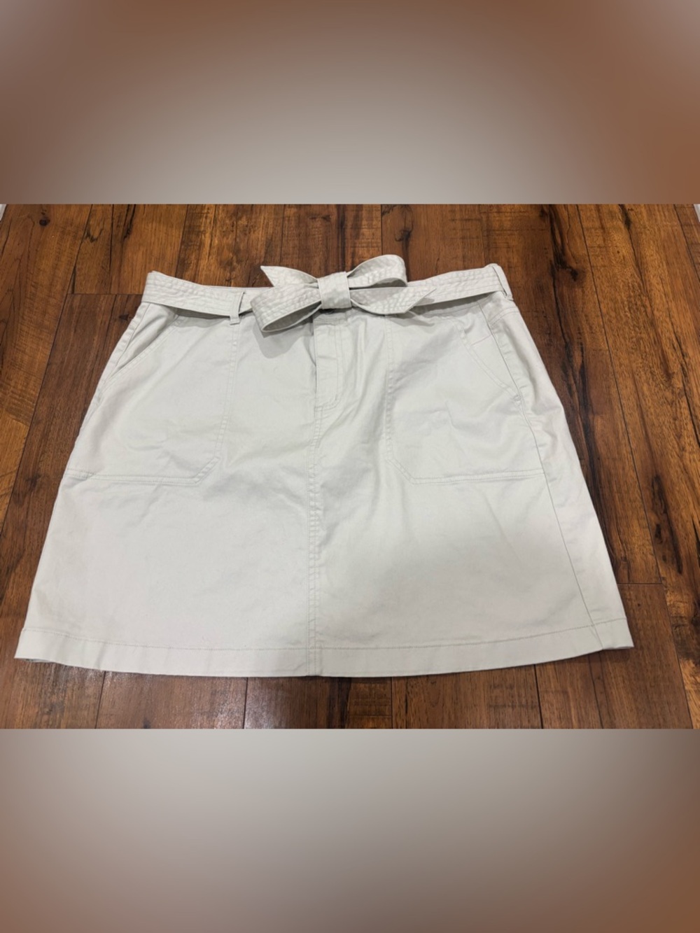 Vineyard Vines Khaki Belted Cotton Skirt Womens 16 Summer Preppy Classic Neutral